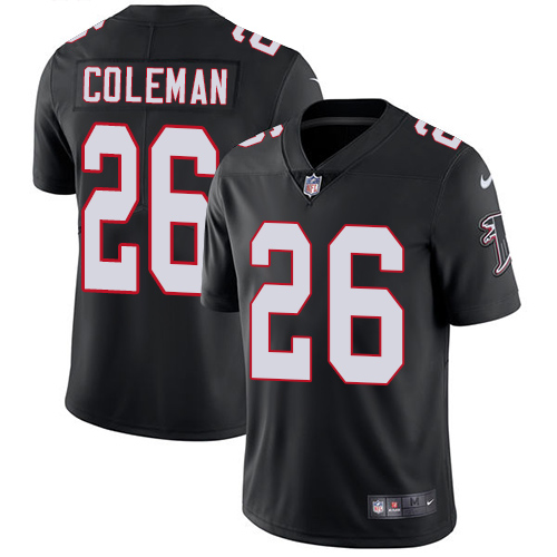Nike Falcons #26 Tevin Coleman Black Alternate Men's Stitched NFL Vapor Untouchable Limited Jersey - Click Image to Close